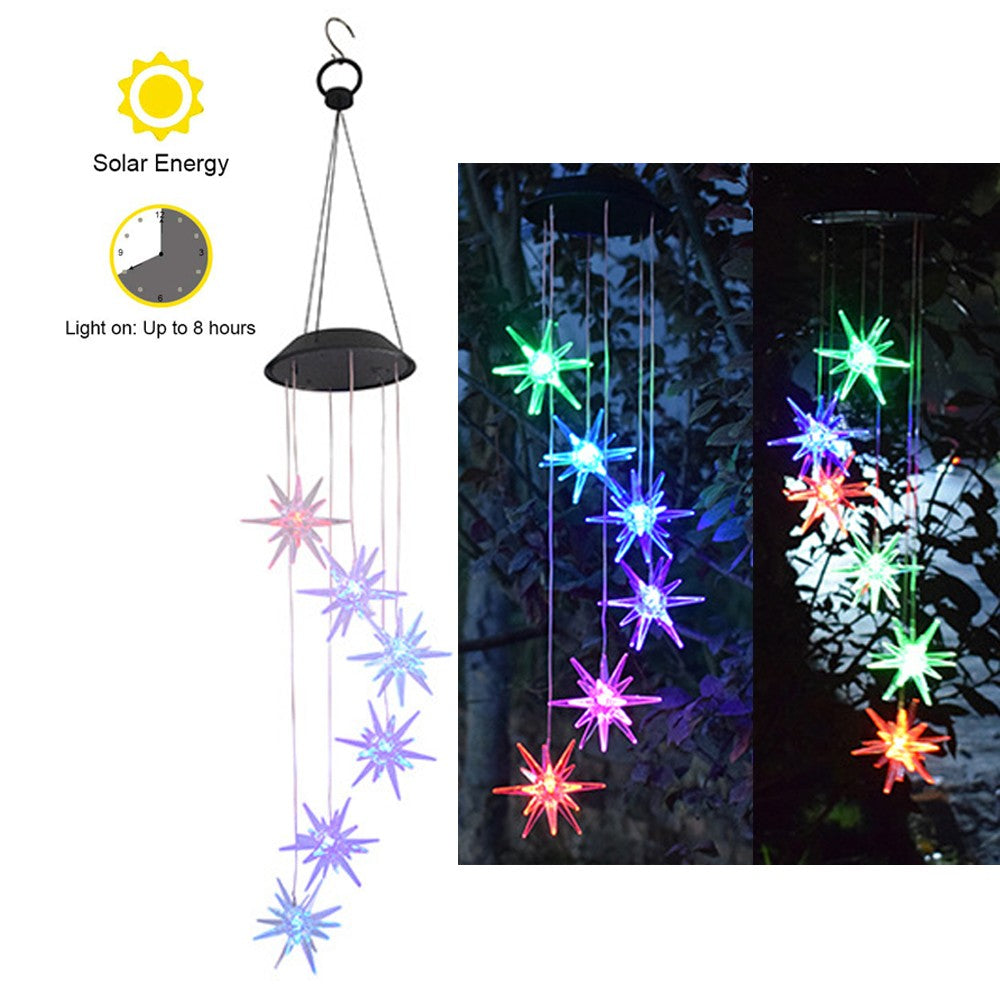 Colour Changing LED Solar Wind Chime Lights Sea Urchin Shape Lamp