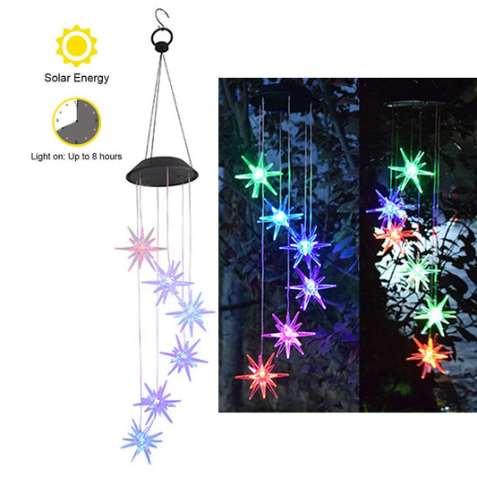Colour Changing LED Solar Wind Chime Lights Sea Urchin Shape Lamp