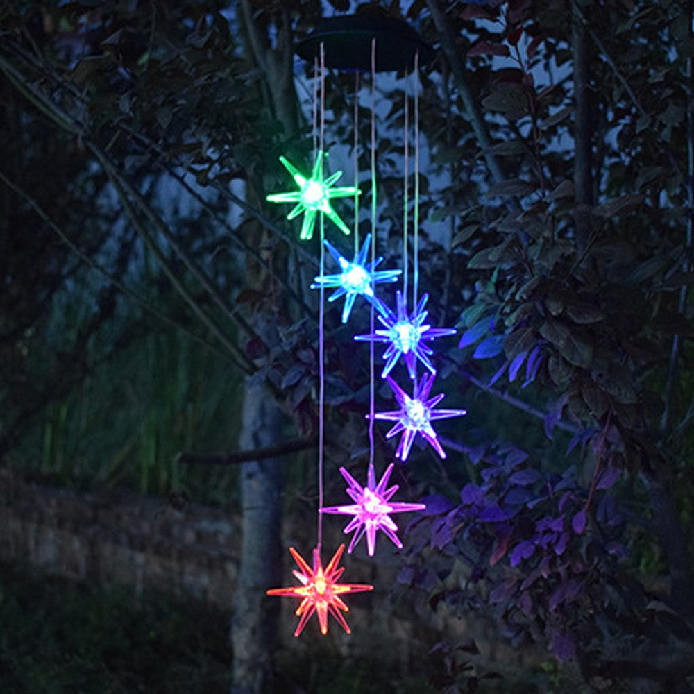 Colour Changing LED Solar Wind Chime Lights Sea Urchin Shape Lamp