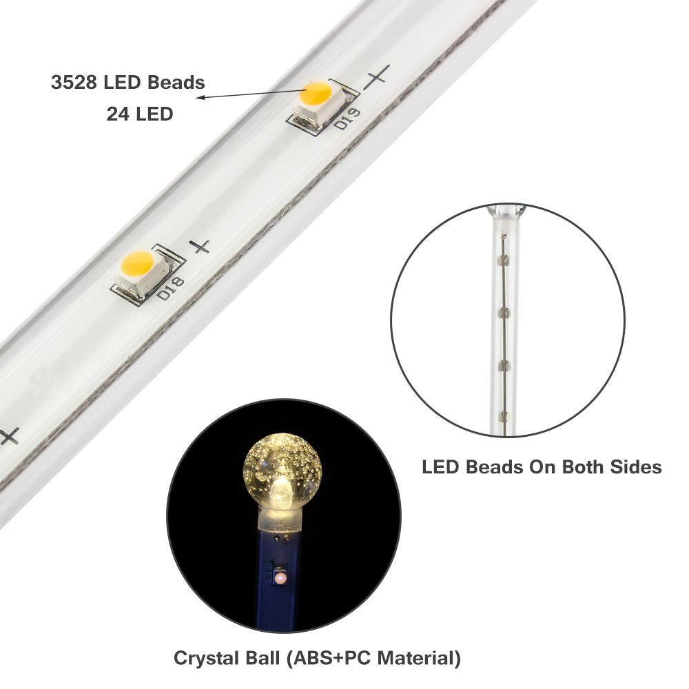 White 25 LED Meteor Shower Falling Rain Water Resistance Solar Powered Lights