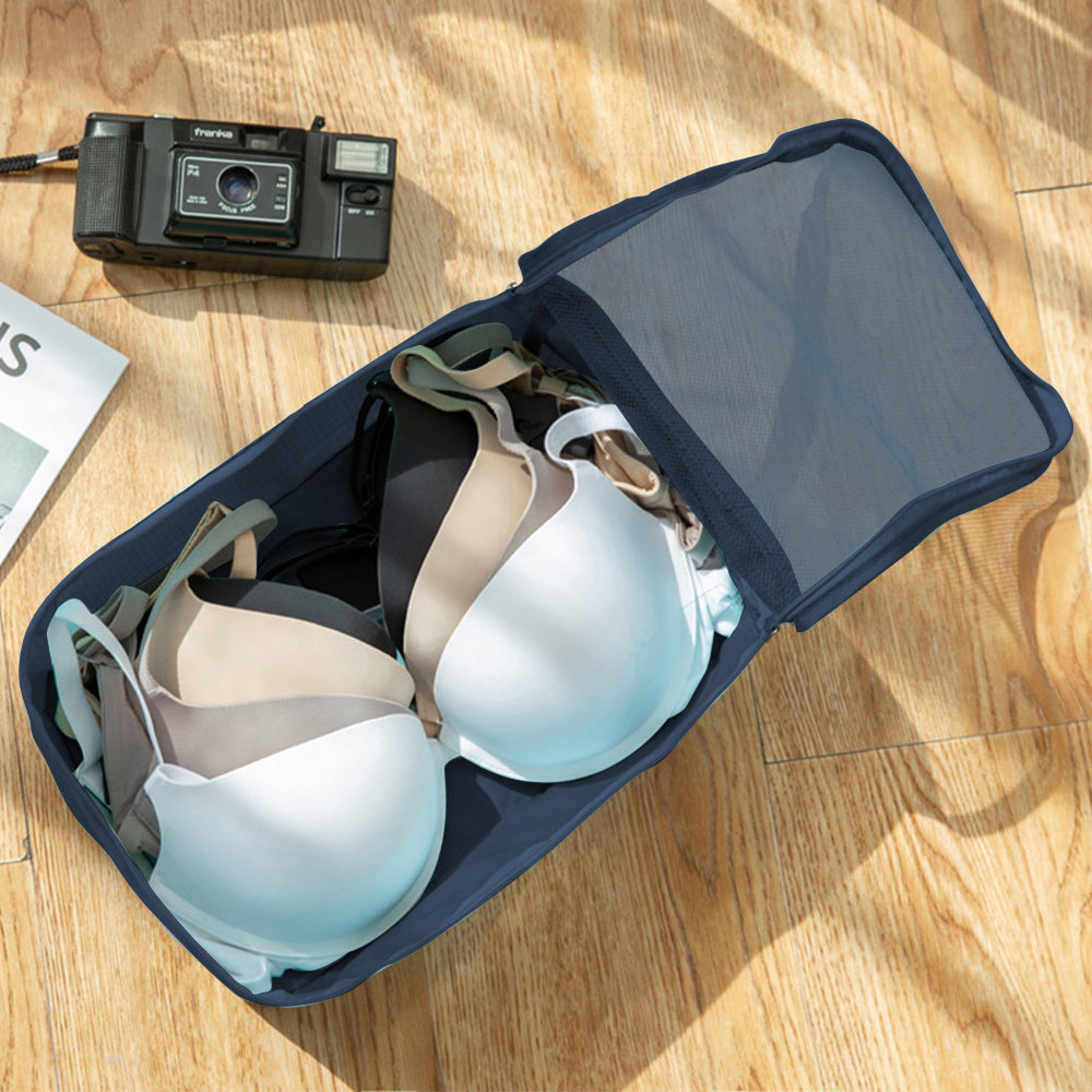 7Pcs Travel Packing Cubes Luggage Accessories Cosmetic Bag Navy Blue