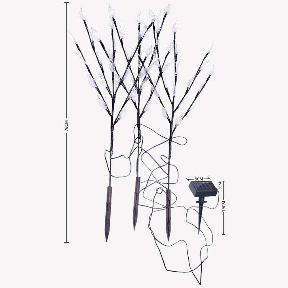 3PCS Solar Powered LED Leaf Tree Branch Lights Set
