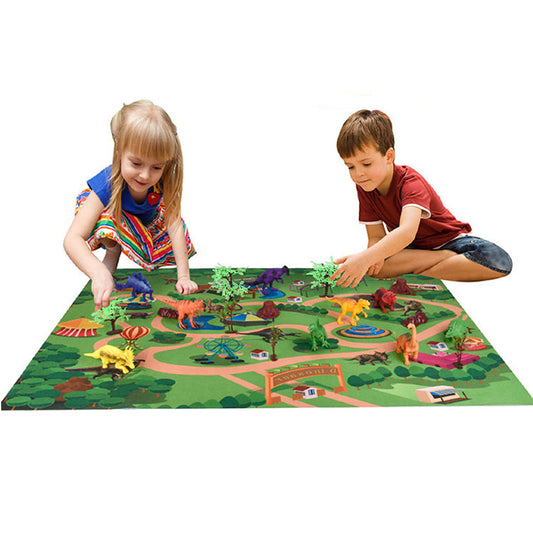 2 X Kids Dinosaur Toys Set Dinosaur Playmat 9 Dinosaurs Models Playing Mat