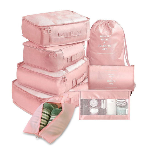 8PCS Travel Luggage Packing Cubes Organizers Set Pink
