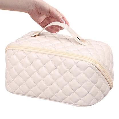 Women Cosmetic Bags Travel Cosmetic Bag For Women PU Leather Skincare Bags Toiletry Bag -White