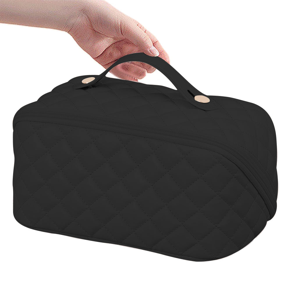 Women Cosmetic Bags Travel Cosmetic Bag For Women PU Leather Skincare Bags Toiletry Bag -Black