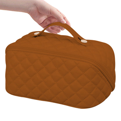 Women Cosmetic Bags Travel Cosmetic Bag For Women PU Leather Skincare Bags Toiletry Bag -Brown