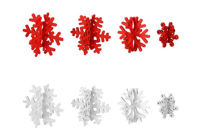 8Pcs 3D Wooden Snowflake Table Decor Christmas Wonderland Centerpiece-Red White