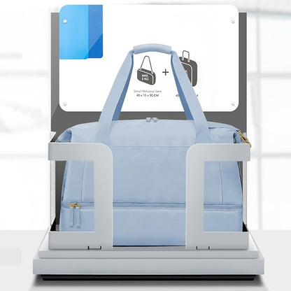 37L Women Fitness Travel Bag Waterproof USB Charging Carry-On Overnight Sky Blue