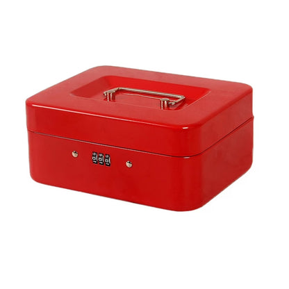 Lockable Cash Box Deposit Petty Cash Money Box with Code Lock Security Safe-Red