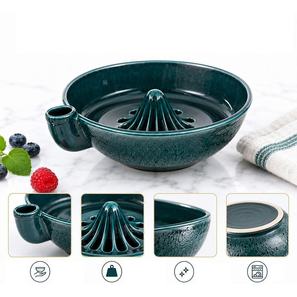 Ceramic Swirl Colander Bowl for Washing Draining and Serving - Green