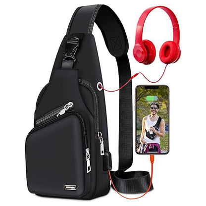 Men Chest Bag Shoulder Backpack Cross Body Satchel Travel Sling   Bag Black