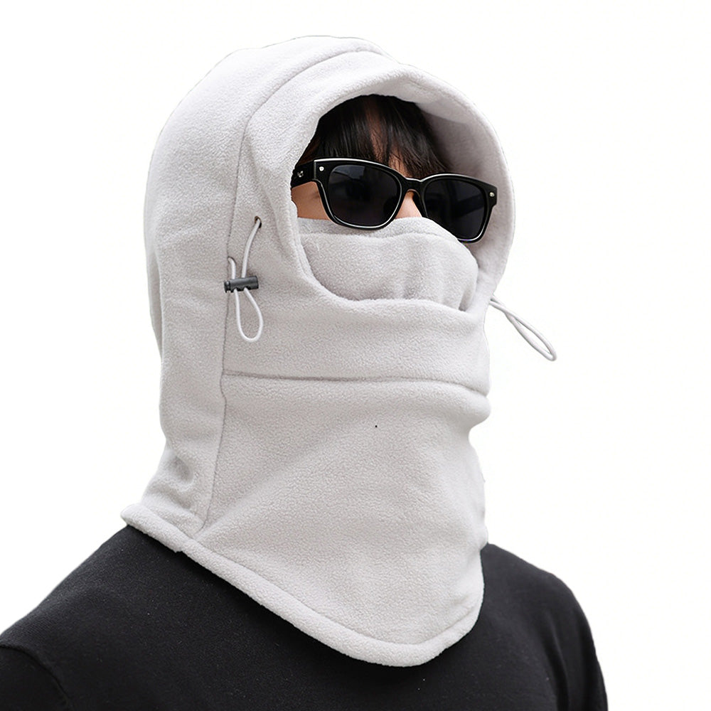 3-in-1 Winter Cycling Balaclava Thermal Fleece Face Mask-Light Grey