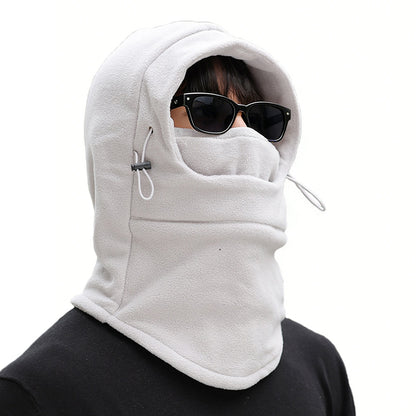 3-in-1 Winter Cycling Balaclava Thermal Fleece Face Mask-Light Grey