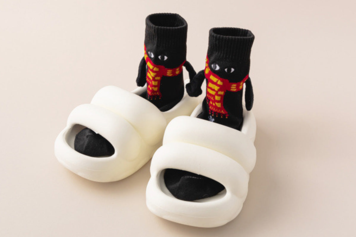 Magnetic Holding Hands Socks Novelty Funny Women Men Couple Socks For Christmas Gifts-Black