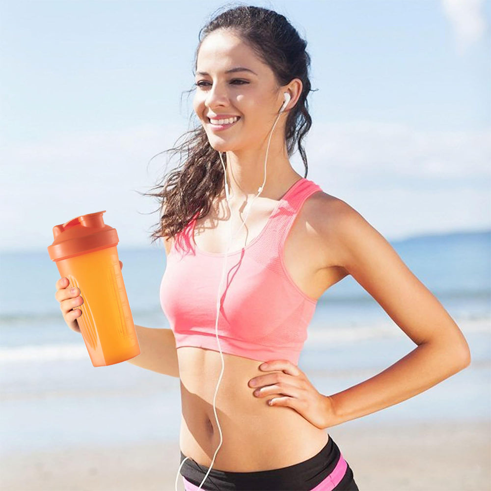 600ML Shaker Bottles Protein Mixes Shaker Bottle Shaker Cup Orange