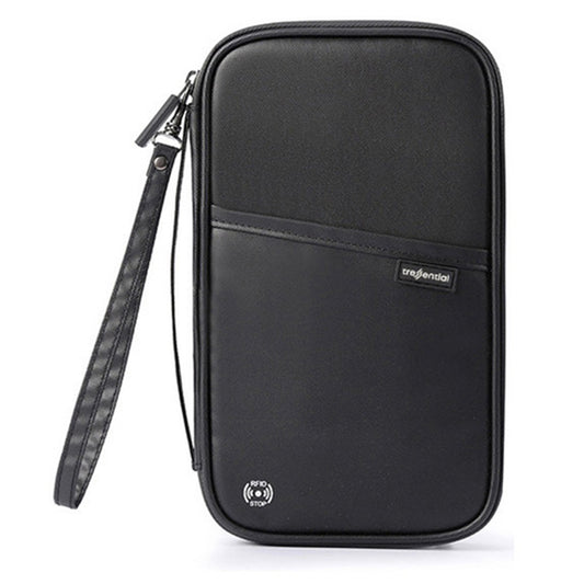 RFID Block Waterproof Travel Passport Credit ID Wallet Purse Case Blocking Document Organizer Bag Card Holder -Black