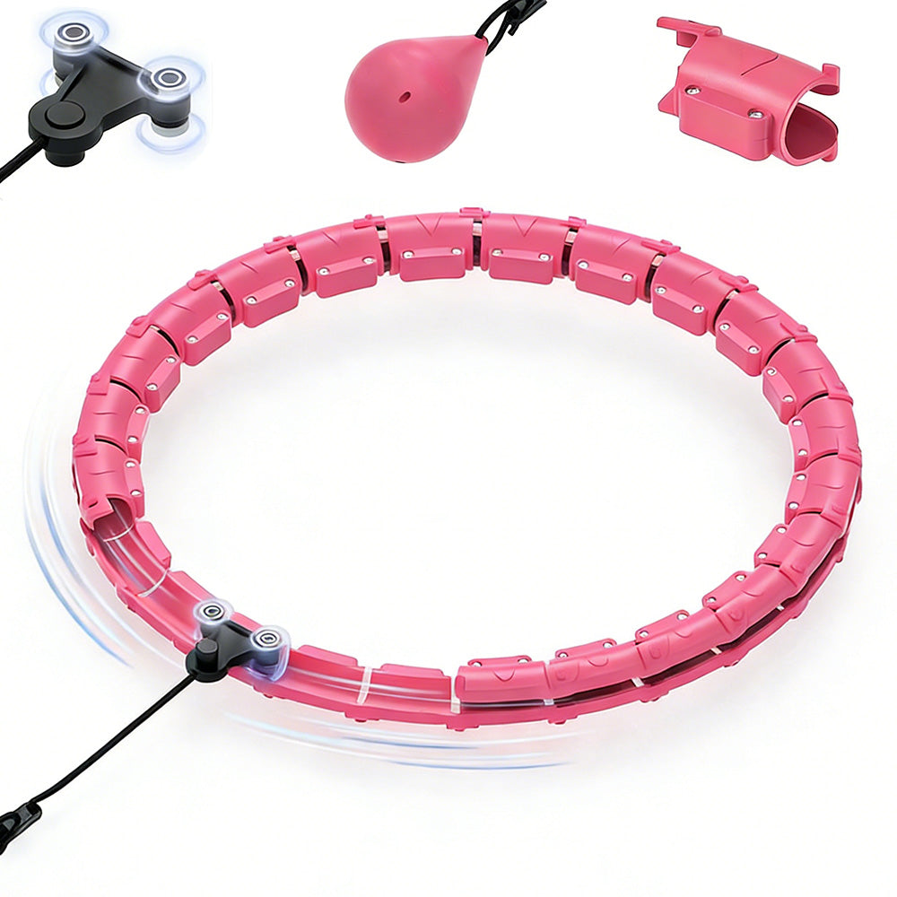 32 Section Weighted Hula Hoop with Massage Rollers-Pink