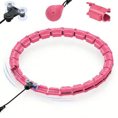 32 Section Weighted Hula Hoop with Massage Rollers-Pink