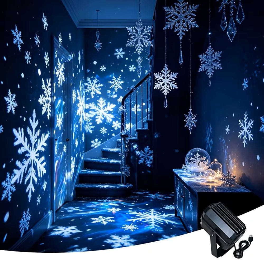 5V USB Christmas Holiday Projector Light for Indoor Outdoor Decor - Snowflake