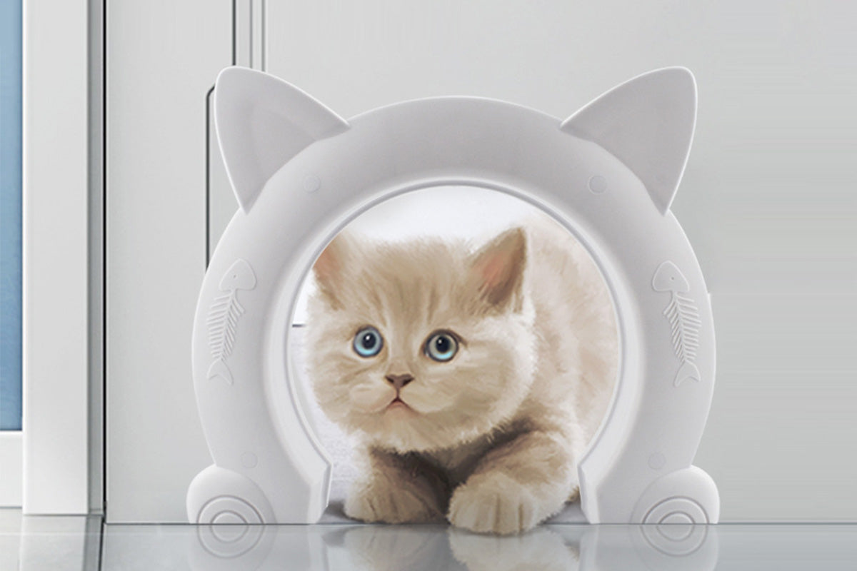 White Cat Ear Pet Door Frame for Interior Door