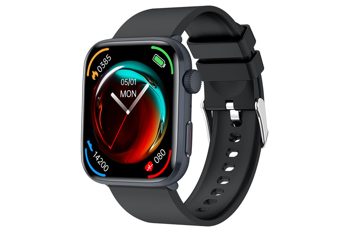 Smart Watch 1.85-Inch Fitness Watch with Heart Rate Noninvasive Blood Sugar Monitor HRV Detection Body Temperature SOS Call Activity Tracker-Black