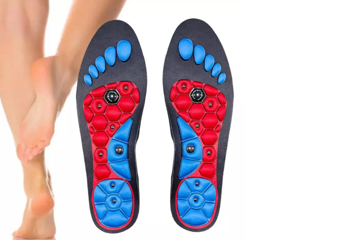1 Pair of Acupressure Insoles  Massage Orthopedic Insoles for Women Men Shoe-pad Foot Therapy-Red