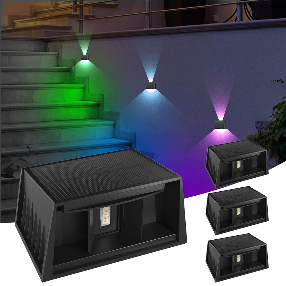Solar Wall Light Adjustable Beam Angle for Garden Patio-RGB Color Light