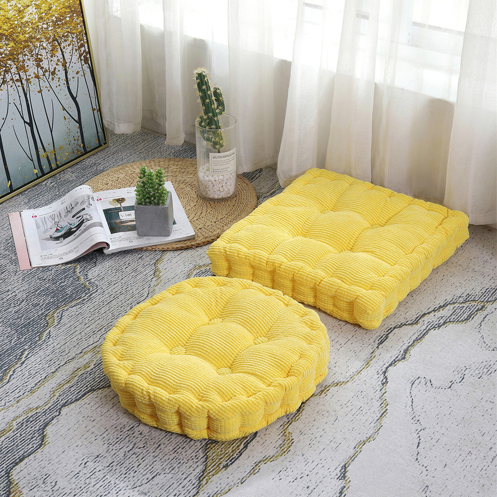 Square Seat Cushion Patio Tatami Meditation Mat Seat Pillow Yellow