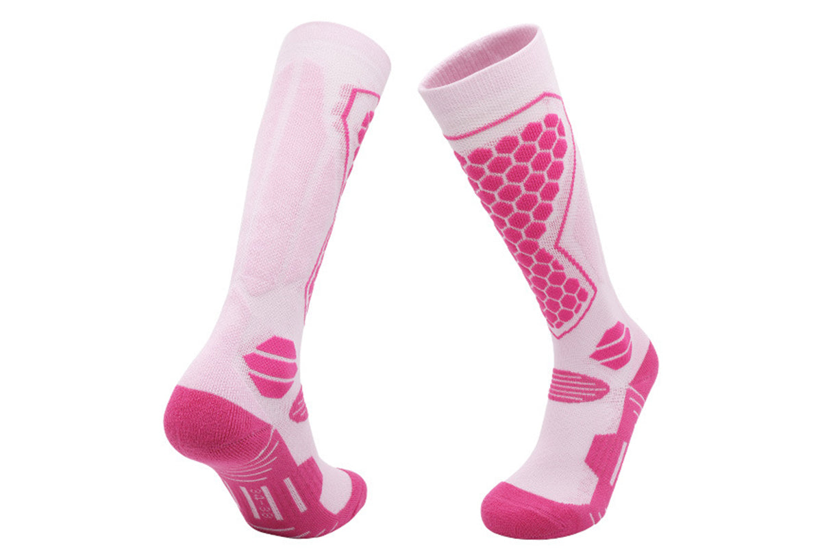 Ski Thermal Socks Thermal Knee High Socks for Snowboarding Winter Warmth Socks -Purple and Blue and Pink