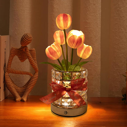 Tulip Flower Lamp Valentine¡¯s Day Gifts 3 Color Dimming Night Light -Orange