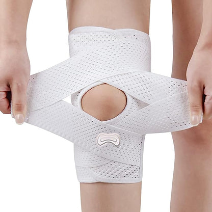 Pair of Adjustable Knee Brace Breathable Knee Support Pads for Workout Sports White