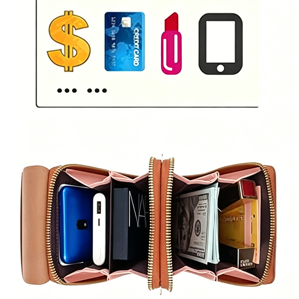 Touchscreen Crossbody Phone Bag Small Purse with Card Slots for Travel-Brown