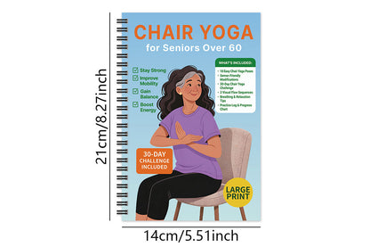 Chair Yoga Notebook for Seniors Wellness Exercises - Blue