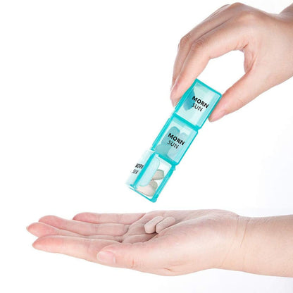 7-Day 28 Compartments Pill Box Medicine Organiser with Snap Lids for Vitamin Fish Oil Medicine Clear and Rainbow
