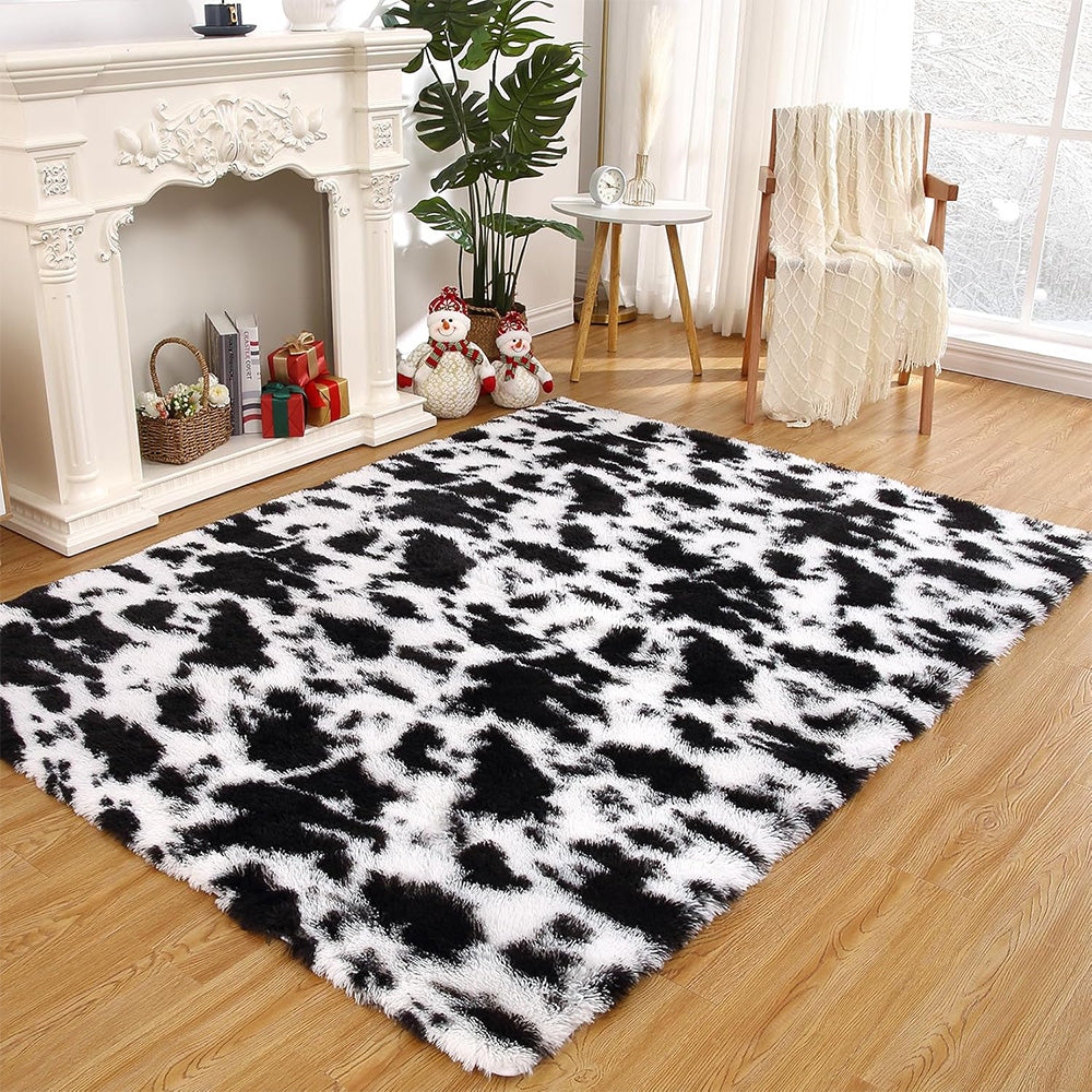 Plush Area Rug Soft Fluffy Carpet for Bedroom Living Room Dorm Room-White