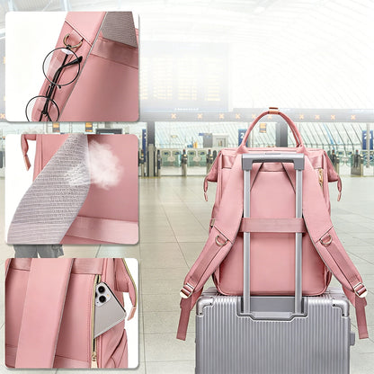 2-in-1 Lunch Backpack For Women Laptop Backpacks Travel Backpacks-Pink