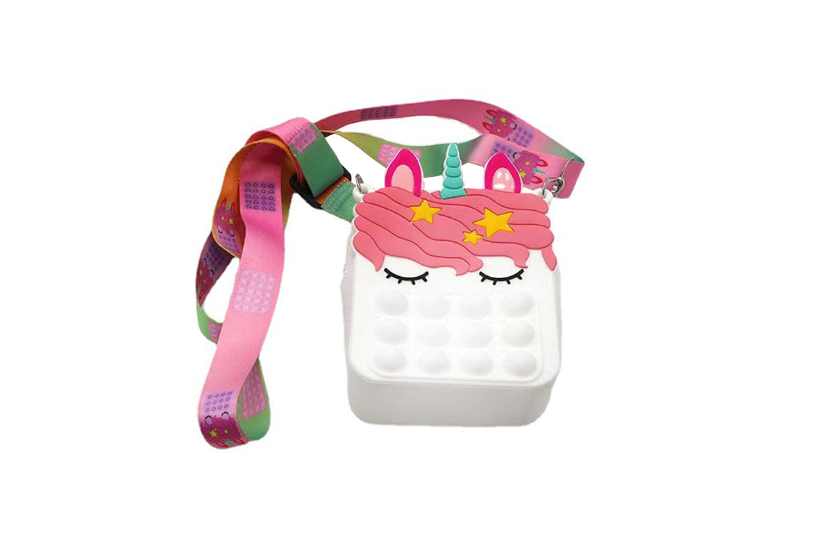 Unicorn Pop Purse for Girl Pop Bag with Unicorn Pop Toy-White