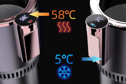 2 in 1 Car Cup Warmer Cooler Smart Car Mug Holder Auto Car Cooling and Heating Cup with LED Temperature Display Car Refrigerator-Purple