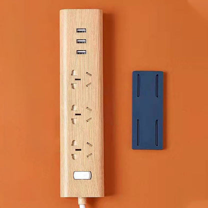 4Pcs Set Punch-Free Socket Organizer Wall Mount Plug Fixer Adhesive Power Strip Holders Dark Blue