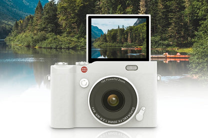 4K Digital Camera 64MP Vlogging Camera with 180-degree Flip Screen 16X Digital Zoom -White Color