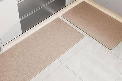 2Pcs Set 45x70cm and 45x120cm Non Slip Kitchen Runner Rug Absorbent Kitchen Floor Mat for Home Door Mats-Brown