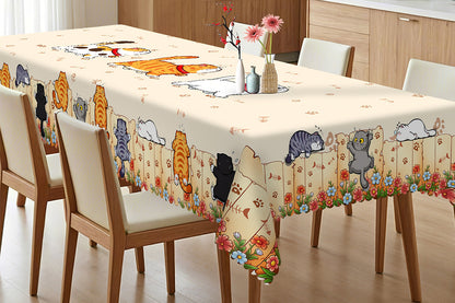Cute Cat Tablecloth Dining Table Cover Polyester Tablecover -Rectangle Tablecloth