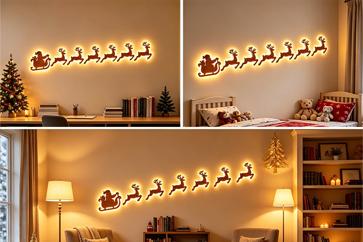Christmas Glow Silhouette Light 3D LED Warm light Wall Decor - Santa