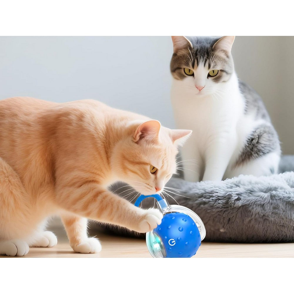 Interactive Cat Toys Balls with Birdsong 360-degree Smart Automatic Rolling Ball-Blue