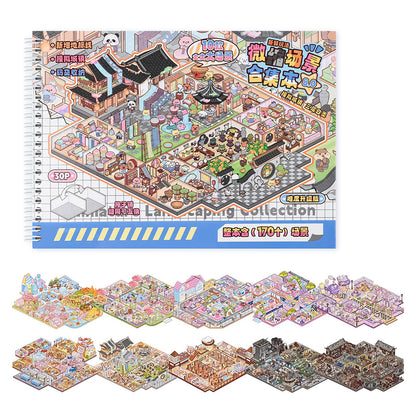 3D Reusable Sticker Scene Book with 10 Themes  - Blue