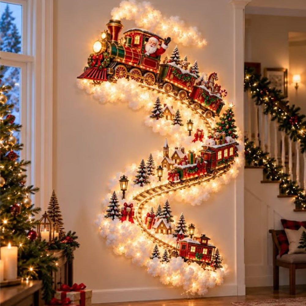 2D Acrylic Christmas Enchanted Path Wall Light  Warm White Wall Light - Train