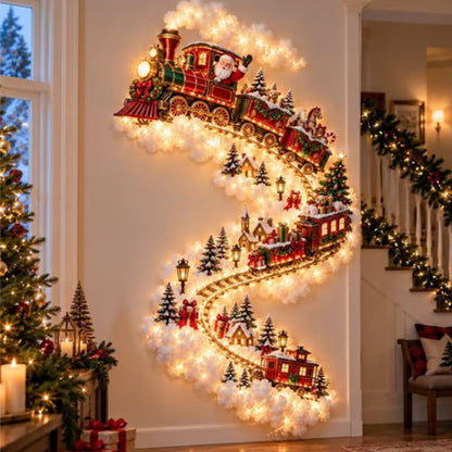 2D Acrylic Christmas Enchanted Path Wall Light  Warm White Wall Light - Train