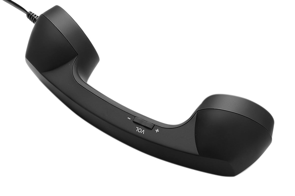 Retro Wired Handheld Telephone Handset with Microphone for Smartphones PC-Black