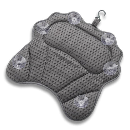 Bath Pillow with Headrest and 6 Suction Cups for Tub Support and Relaxation Grey